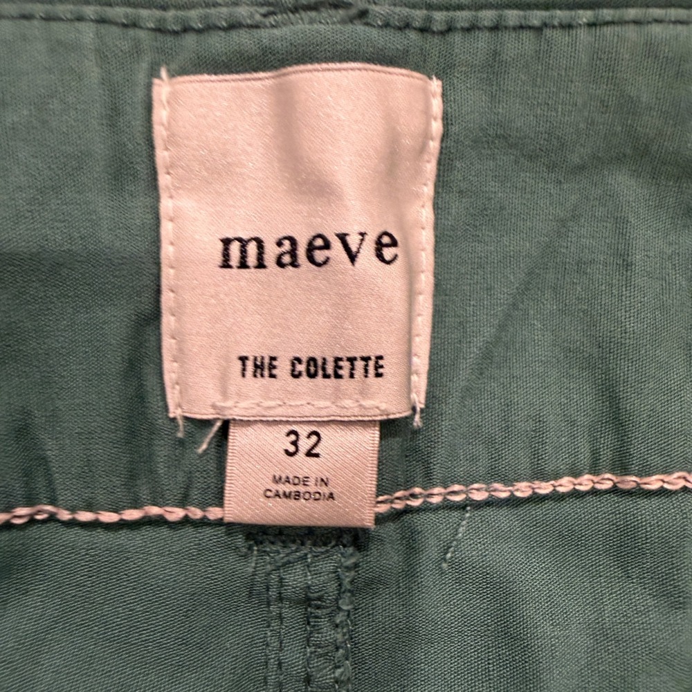 Maeve The Colette Wide Leg Pants Green High Rise Cropped Size 32 Anthropologie - Picture 6 of 13